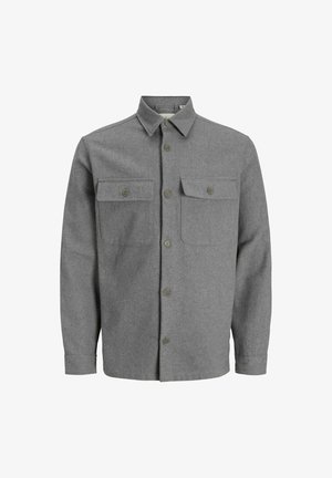 Chemise gris à boutons avec deux poches poitrine, confectionnée dans un doux mélange de laine. Dotée d'un col et de manches longues.