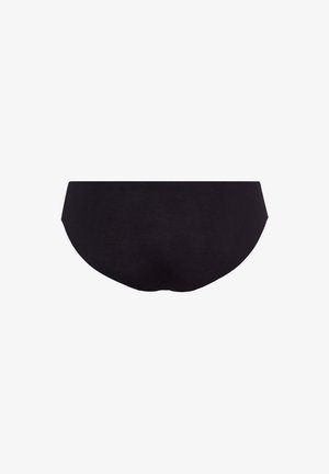 Black cotton hipster briefs with a smooth texture and elastic waistband. Features a modest cut with no visible seams.