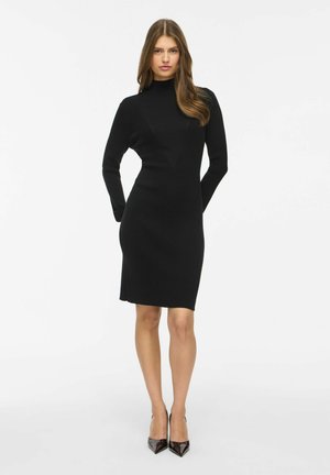 VILA, KNITTED DRESS VIKALIA SHORT - Права рокля - black