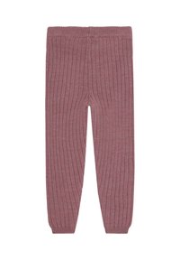 Gerippte Strumpfhosen in einem gedeckten Mauveton. Elastischer Bund, schmal zulaufendes Design, weiche Textur und keine auffälligen Muster oder Akzente.
