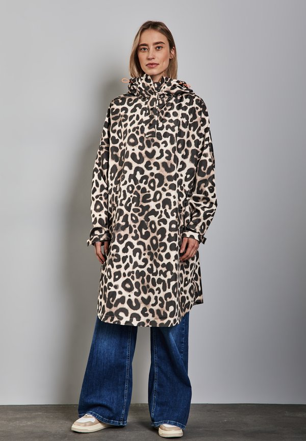 KAPUZEN-PONCHO MIT PRINT - Parka - braun