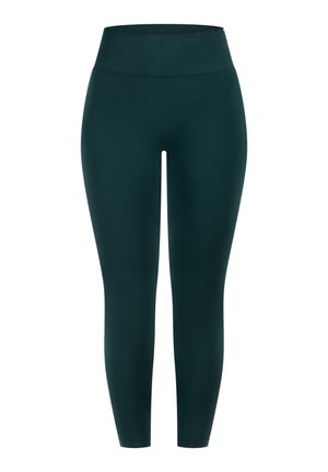 Teal leggings met een hoge, elastische tailleband. Gemaakt van glad, rekbaar materiaal. Strak aansluitend ontwerp zonder zichtbare naden.
