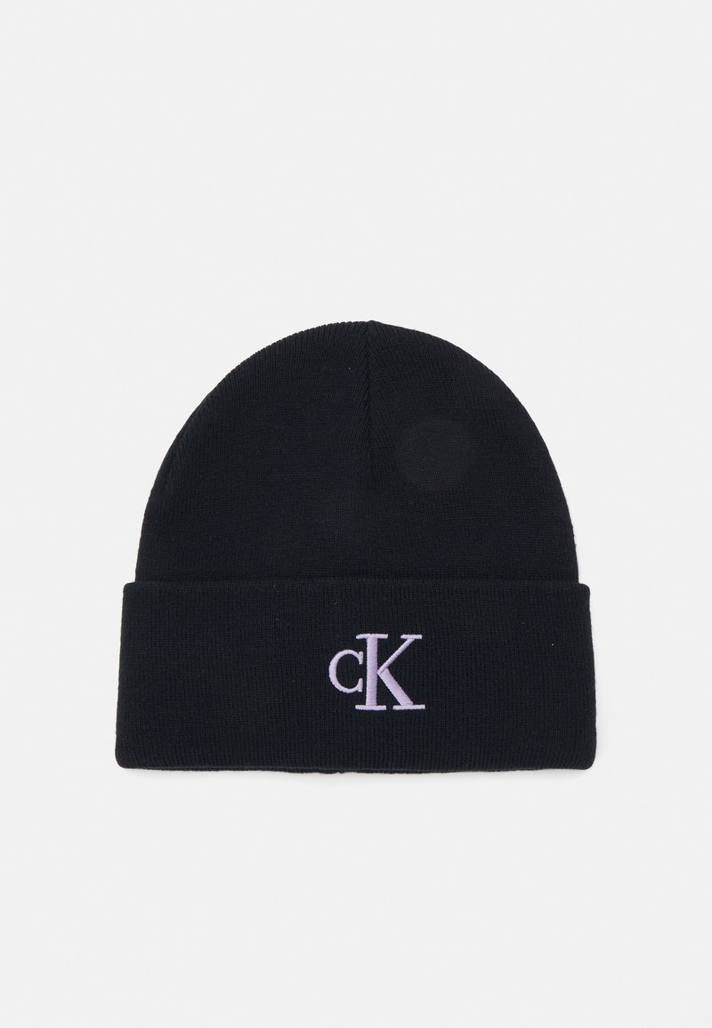Calvin Klein Jeans MONOGRAM EMBRO BEANIE - Kapa - black/pastel lilac
