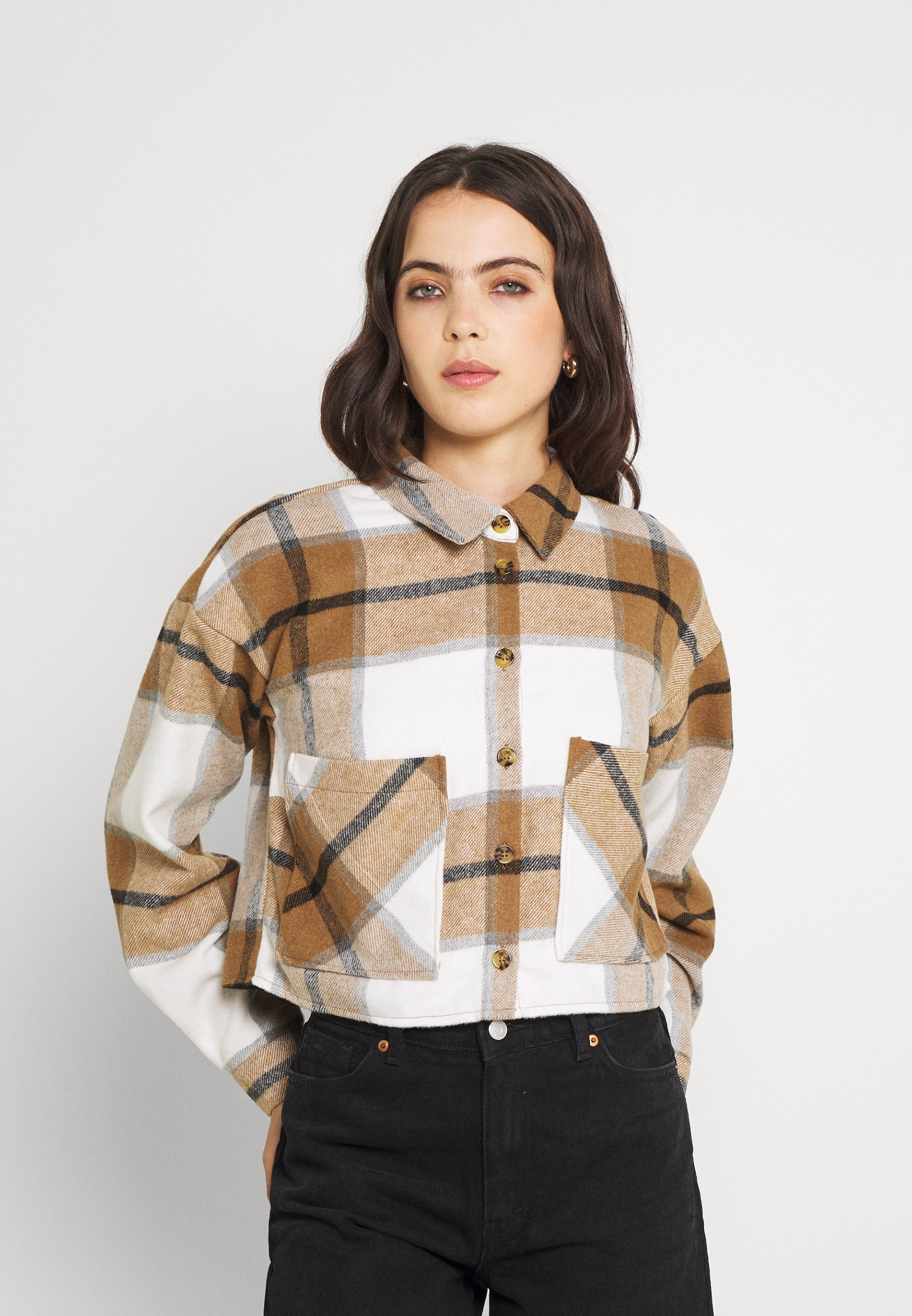 black cropped shacket