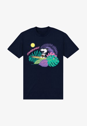 Henry Tiger, PEANUTS SNOOPY SUMMER SURFING LONGBOARD CLASSIC - T-Shirt print - navy
