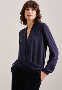 Seidensticker - BUSINESS V-NECK WRAP LOOK REGULAR FIT - Camicetta - marine Immagine in miniatura 1