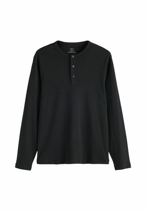 Next, SLIM LONG SLEEVE RIBBED HENLEY T-SHIRT - Long sleeved top - black