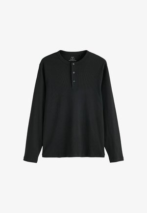 Next, SLIM LONG SLEEVE RIBBED HENLEY T-SHIRT - Långärmad tröja - black