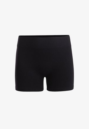 Boxer shorts de algodón negro con una textura suave, cinturilla elástica ancha y un diseño ajustado, adecuados para la comodidad y la flexibilidad.