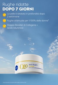 Crema NIVEA Q10 Anti-Rughe in un vasetto bianco con accenti gialli, progettata per il trattamento anti-rughe, presenta SPF 15 e proprietà idratanti.
