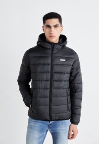 Jack & Jones JJVINCENT PUFFER HOOD - Light jacket - dark grey