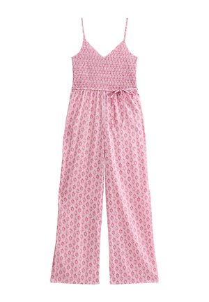 New Look ABSTRACT PRINT SHIRRED WIDE LEG - Jumpsuit - pink pattern