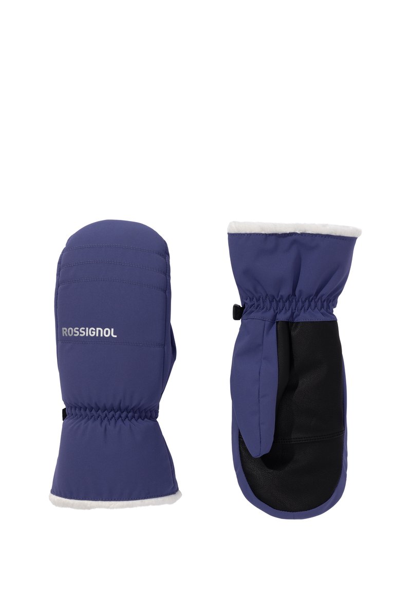 Lila isolettade vantar med en fuskpälsdetalj, med en svart palm för grepp. Inkluderar ett elastiskt handledsområde för en säker passform.