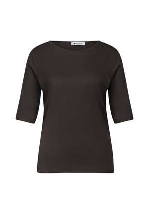 Street One, SOLID-COLOR BASIC T-SHIRT WITH ROUND NECK - T-shirt basique - black coffee