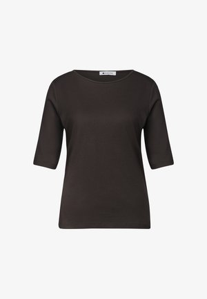 Street One, SOLID-COLOR BASIC T-SHIRT WITH ROUND NECK - Camiseta básica - black coffee
