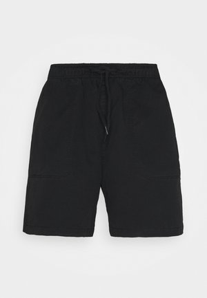 Mustad lühikesed püksid, mis on valmistatud kerge kangaga. Valmistatud elastse vöökoha ja stringiga, küljetaskutega ja lõdva istuvusega.