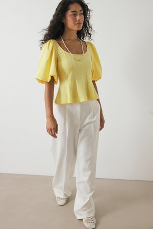 PLEATED PUFF SLEEVE - Blúzka - yellow