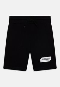 Svarta idrottsshorts med elastisk midja, justerbar dragsko och ficka på högra sidan. Har en vit logopatch framtill.
