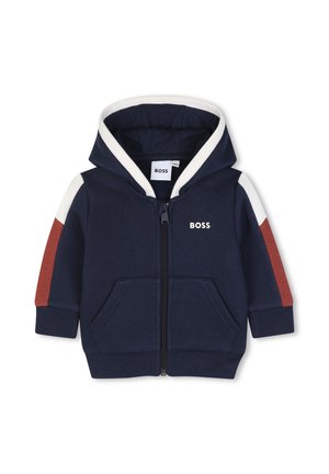 BOSS Kidswear CARDIGAN À CAPUCHE - Sweater met rits - bleu cargo