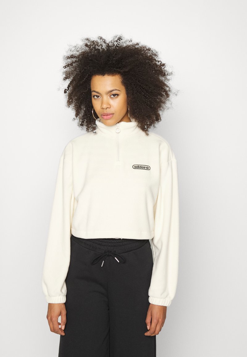 adidas Originals CROPPED - Flisinis džemperis - white