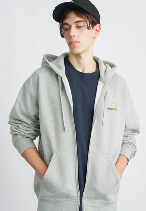 HOODED AMERICAN SCRIPT JACKET - Majica s kapuljačom i patentnim zatvaračem - grey heather