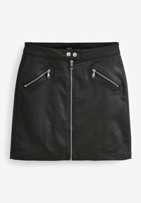 Next COATED ZIP - A-linjainen hame - black