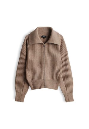 OPUS, RELAXED FIT RIBBED TEXTURE - Cardigan - light mocca