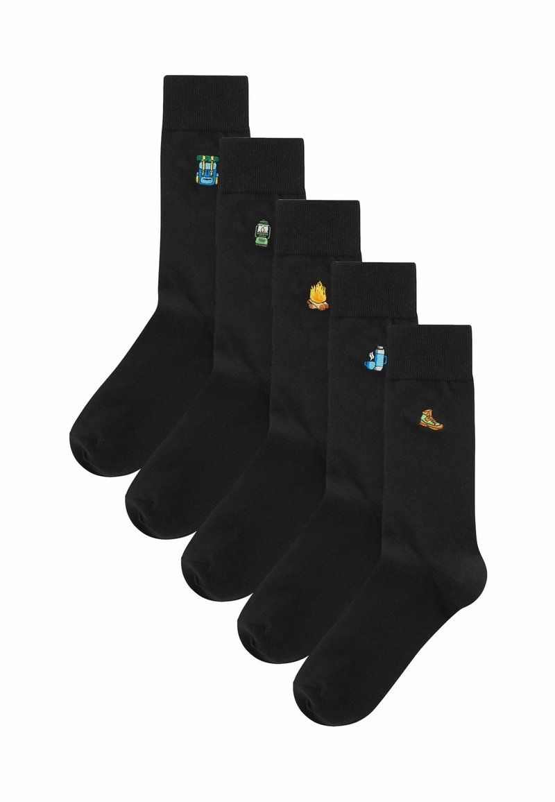 Next EMBROIDERED FIVE PACK - Calze - black camping