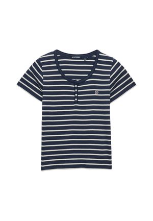 Superdry & Co, SUPERDRY ATHLETIC ESSENTIALS BUTTON DOWN T-SHIRT.. - T-shirt con stampa - standard navy stripe