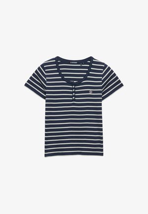 Superdry & Co, SUPERDRY ATHLETIC ESSENTIALS BUTTON DOWN T-SHIRT.. - Camiseta estampada - standard navy stripe