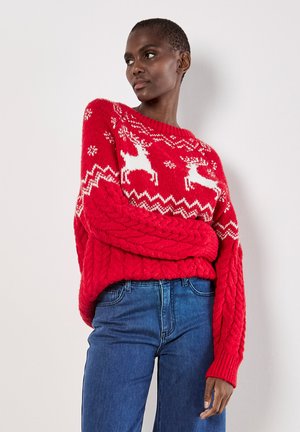 REINDEER CHUNKY CABLE - Pullover - red