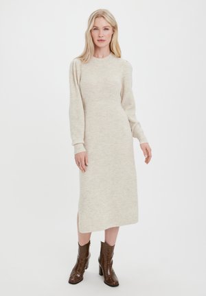 VMVILLA O NECK DRESS  - Rochie tricotată - birch/melange