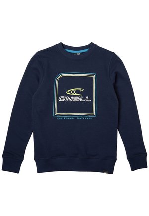 Mørkeblå O'Neill sweatshirt med rund hals, ribmanchetter og logodesign med teksten "O'NEILL" og "California Santa Cruz" foran.