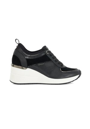 Dune London, DUNE LADIES ELOISA LACE-UP WEDGE TRAINERS - Baskets basses - black-suede mix