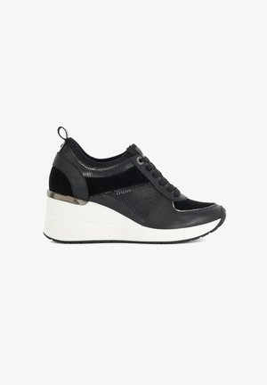 Dune London, DUNE LADIES ELOISA LACE-UP WEDGE TRAINERS - Zapatillas - black-suede mix