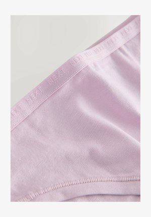 Rožiniai medvilniniai trumpikiai su lygiu paviršiumi, juosta su įspaudu "NEXT" ir paprastu, be siūlių dizainu.