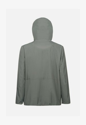 Lichtgrijze, waterdichte hooded jacket met een mesh achterpaneel, met lange mouwen en een relaxte pasvorm. Eenvoudig, functioneel ontwerp.