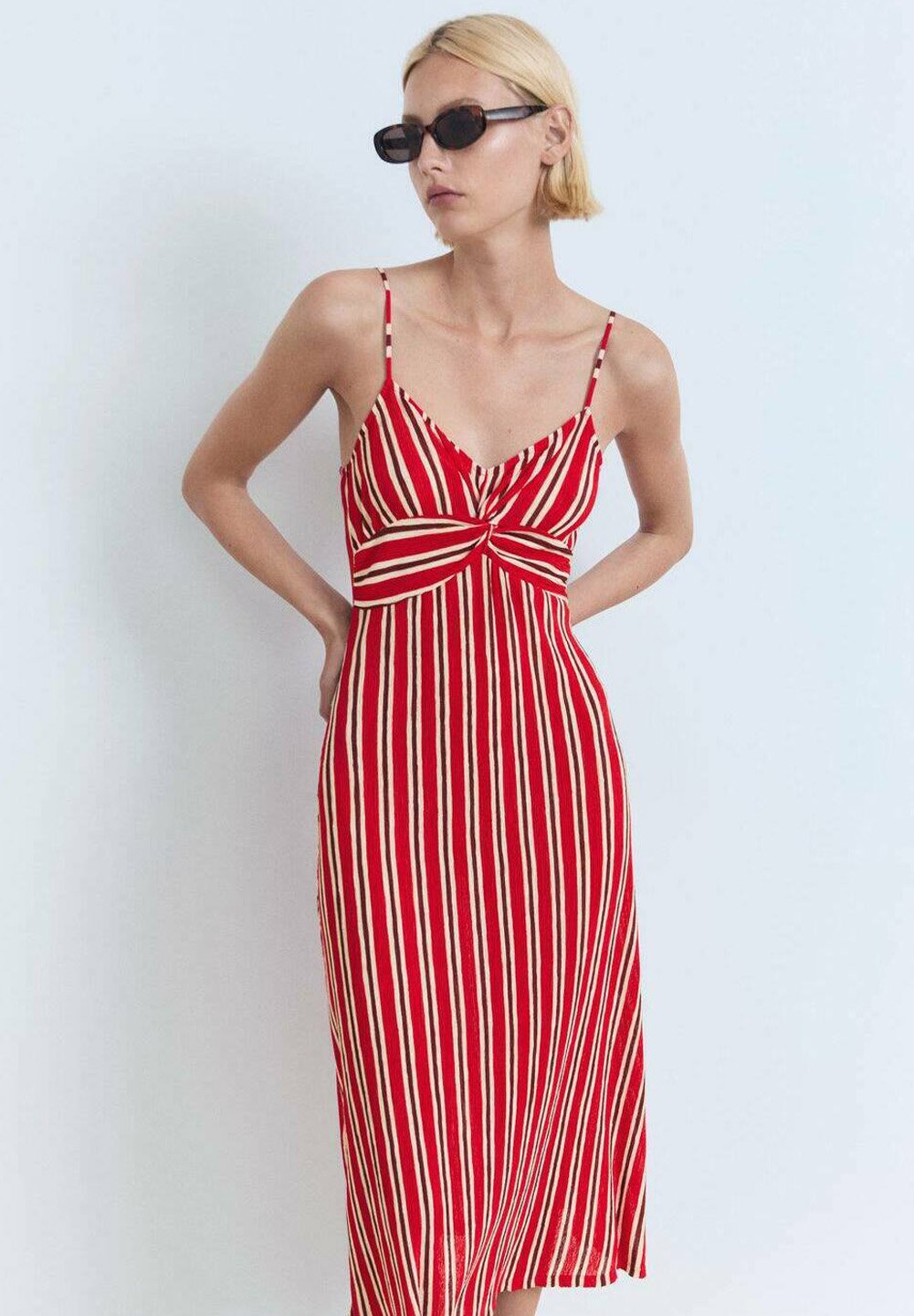 Robe courte à bretelles en jersey stretch imprimé femme rouge fonce