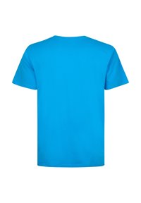 Camiseta de manga corta en algodón de color azul brillante. Presenta un escote redondeado y una textura lisa y uniforme. Sin patrones ni diseños adicionales.