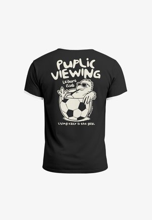 Neverless, HERREN T-SHIRT RETRO KONTRASTBUND - SOCCER PUBLIC VIEWING - - T-Shirt print - schwarz-weiß