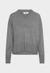 JDYPRIME LIFE L S V-NECK - Pulover - medium grey melange
