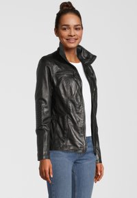 H.I.S MIT STEHKRAGEN - Lederjacke - black