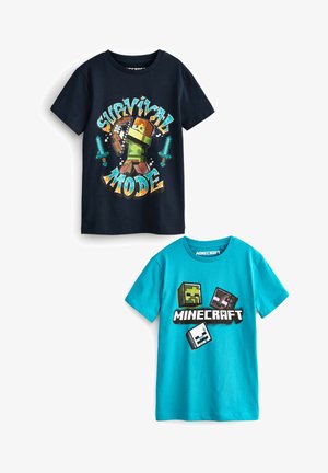 2 PACK - T-shirt con stampa - teal blue navy minecraft