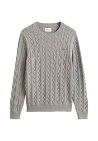 CABLE C NECK - Strikkegenser - grey melange