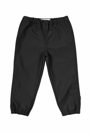 Schwarze, leichte Sporthose mit elastischem Bund und elastischen Bündchen an den Knöcheln. Glatte Textur, keine sichtbaren Muster oder Akzente.