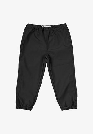 Pantalons de sport légers et noirs avec une taille élastique et des poignets élastiques aux chevilles. Texture lisse, sans motifs ni accents visibles.