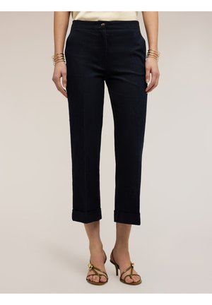 CROPPED CON RISVOLTO - Jeans a sigaretta - blu