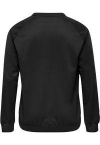 Black sweatshirt featuring a smooth finish, raglan sleeves, and ribbed cuffs. The design is minimalist with no visible logos or patterns.