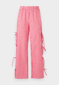 NMDIMITRA TIE CHECK PANT - Trousers - tomato/white