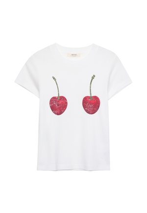 Stradivarius SHORT SLEEVE CHERRY  - Print T-shirt - white